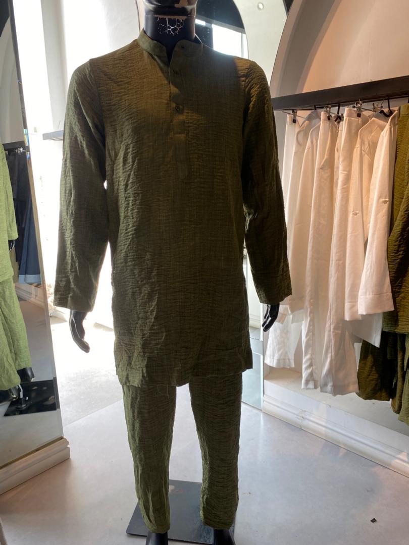 MEN LINEN SET (GREEN)